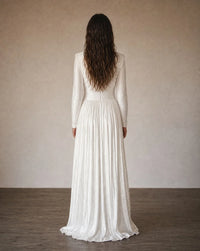 Shirel - Robe de soirée longue Blanc Irisé Argent