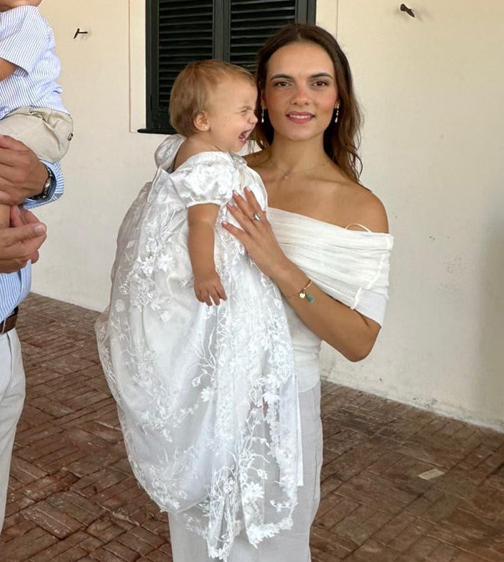 Robe longue Blanche de Baptême Nina - Cérémonie Bébé