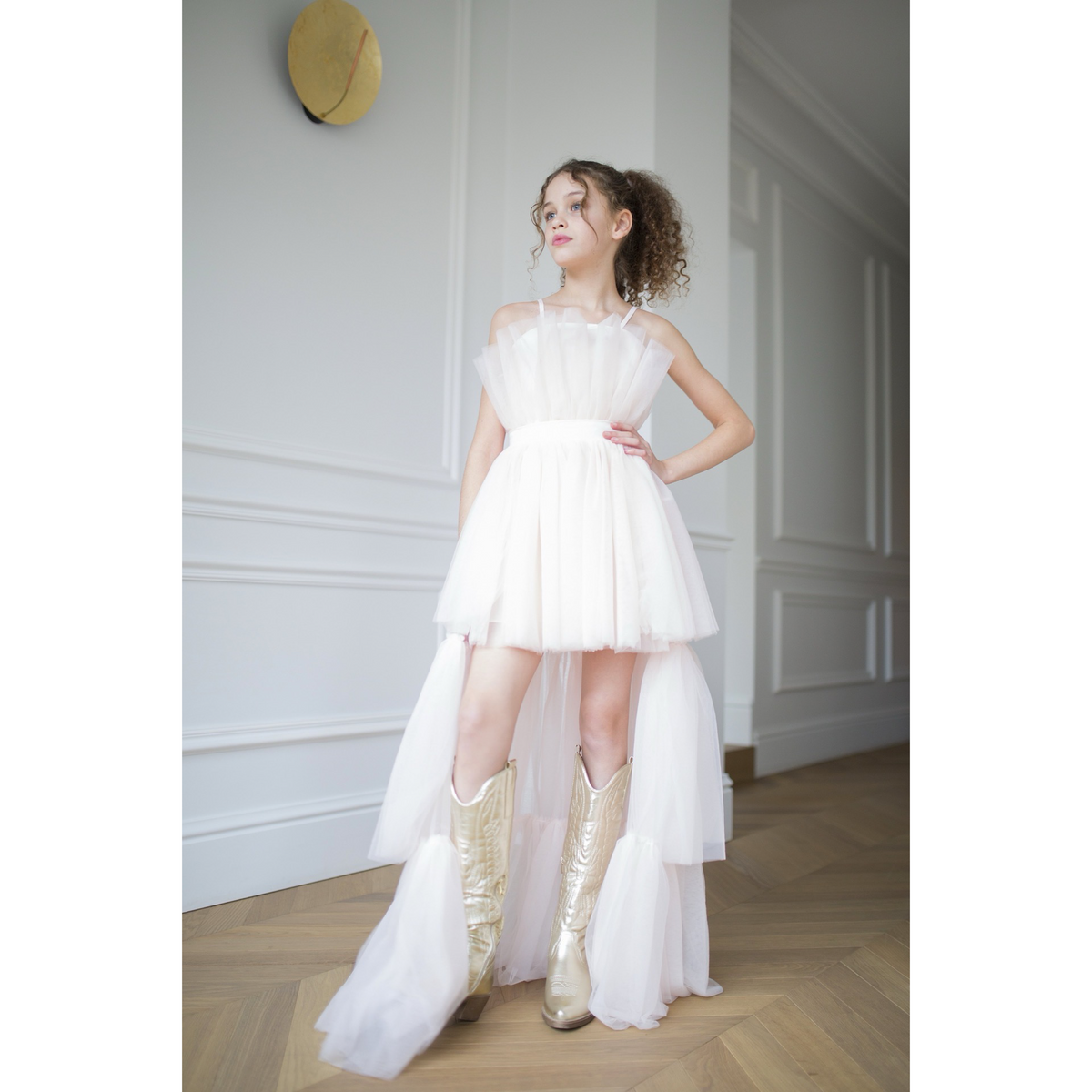 Robe Alba Bustier Tulle Rose Poudré - Cérémonie Ados