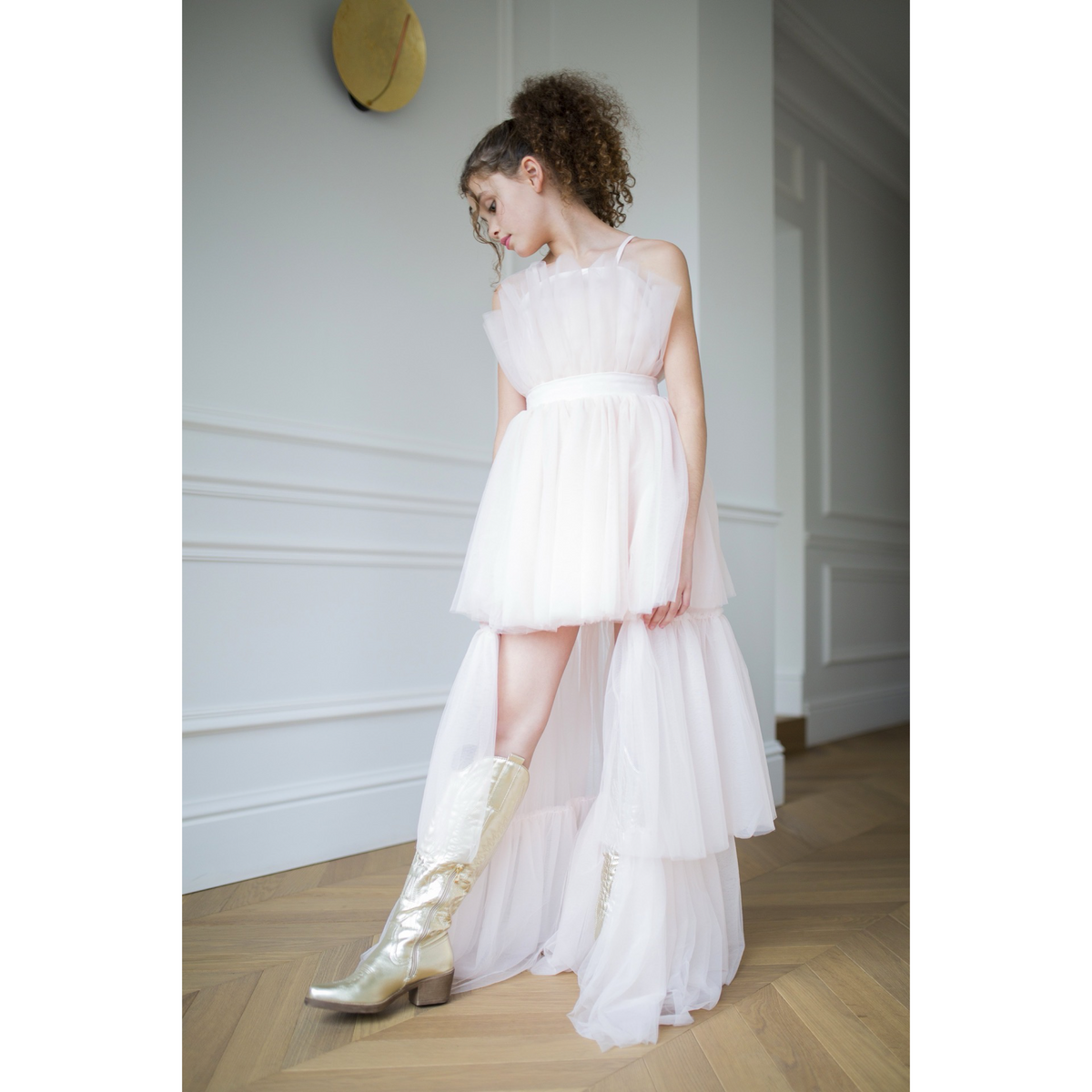 Robe Alba Bustier Tulle Rose Poudré - Cérémonie Ados