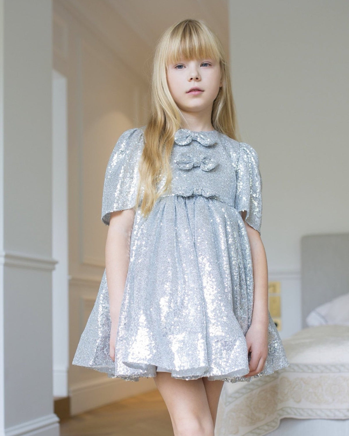 Robe Jenny Sequins Argent - Cérémonie Bébé et Enfant