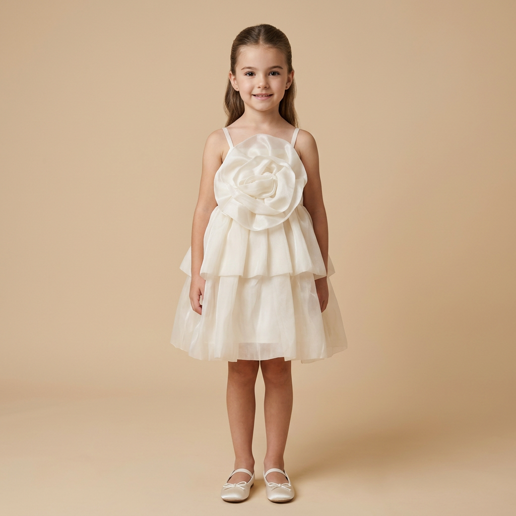 ROBE SATINE FLEUR 3D bretelles