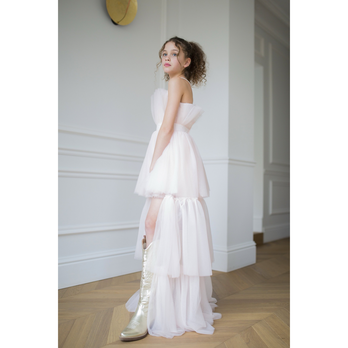 Robe Alba Bustier Tulle Rose Poudré - Cérémonie Ados