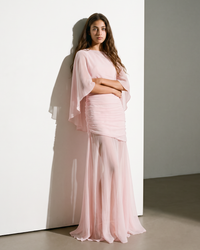 NEW - Robe de soirée ados longue one-shoulder Rose Chiara (livraison octobre 26)