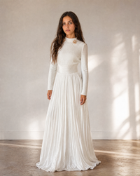 Shirel - Robe de soirée longue Blanc Irisé Argent