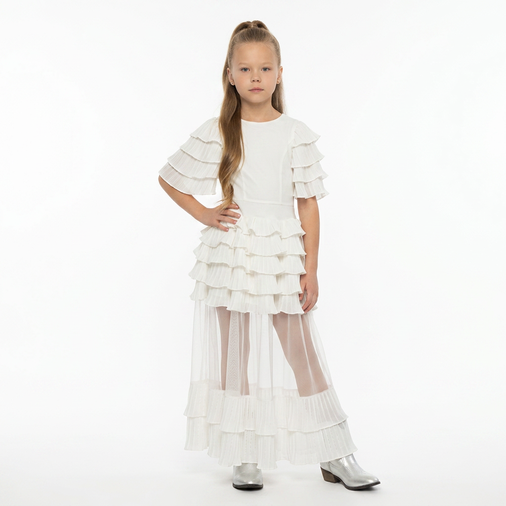 Robe Gabriella Mousseline Ivoire