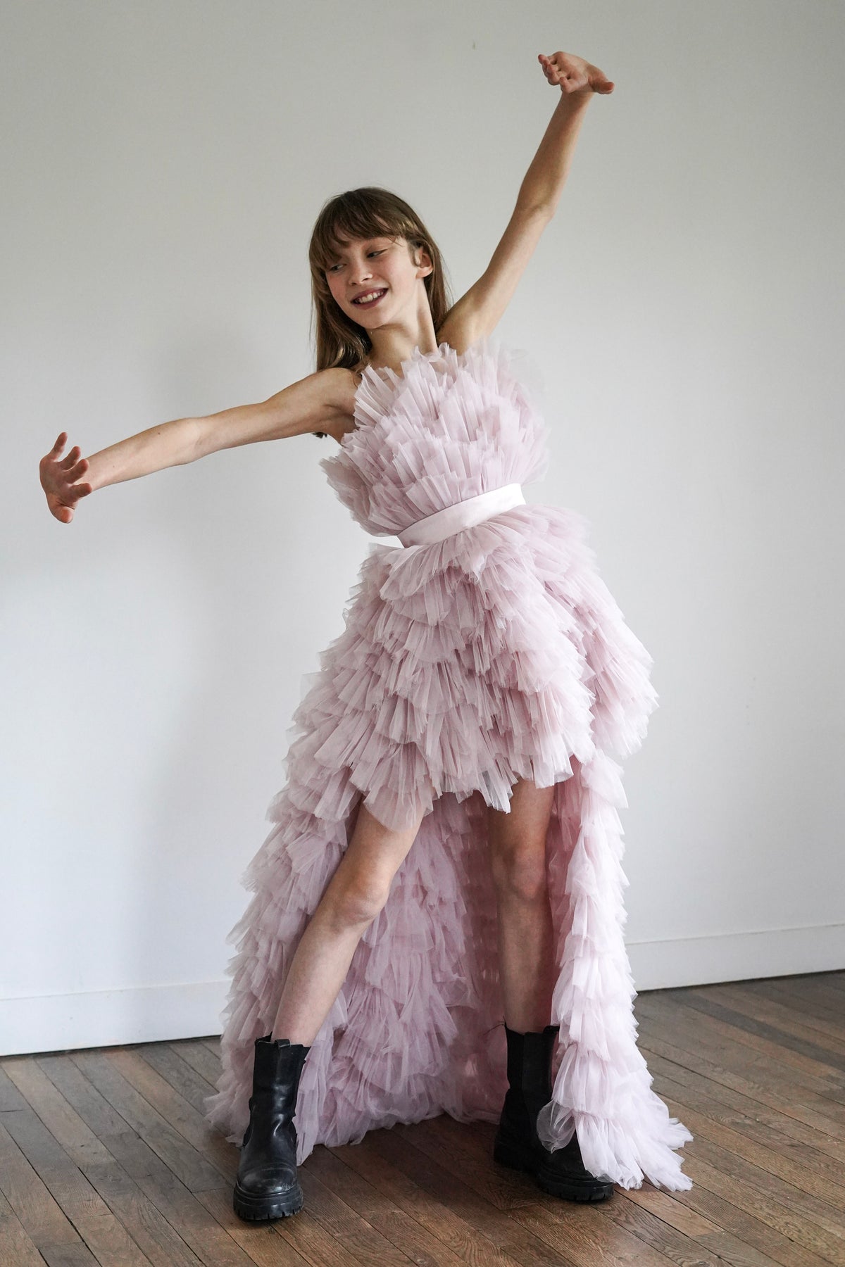 Location robe de soirée ado Romy rose pétale