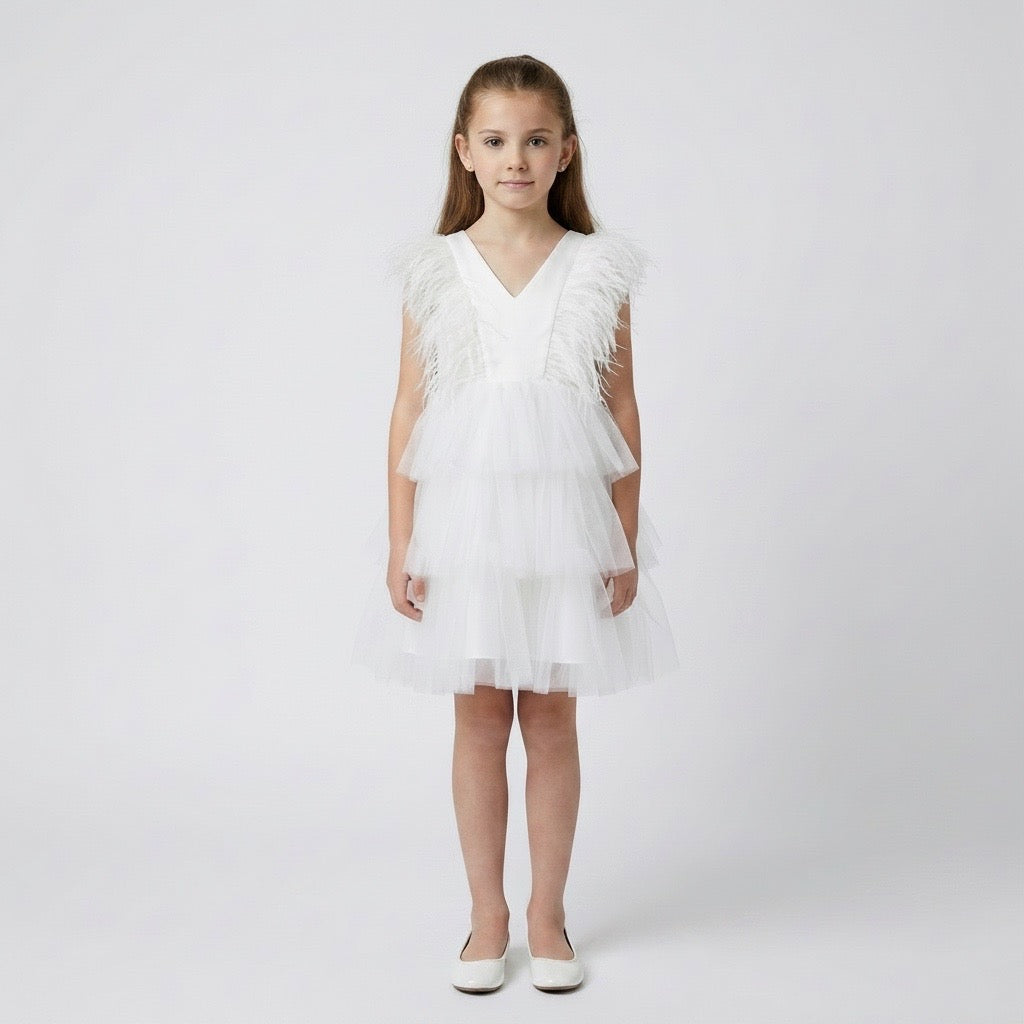 Robe Tulle et Plume Ivoire