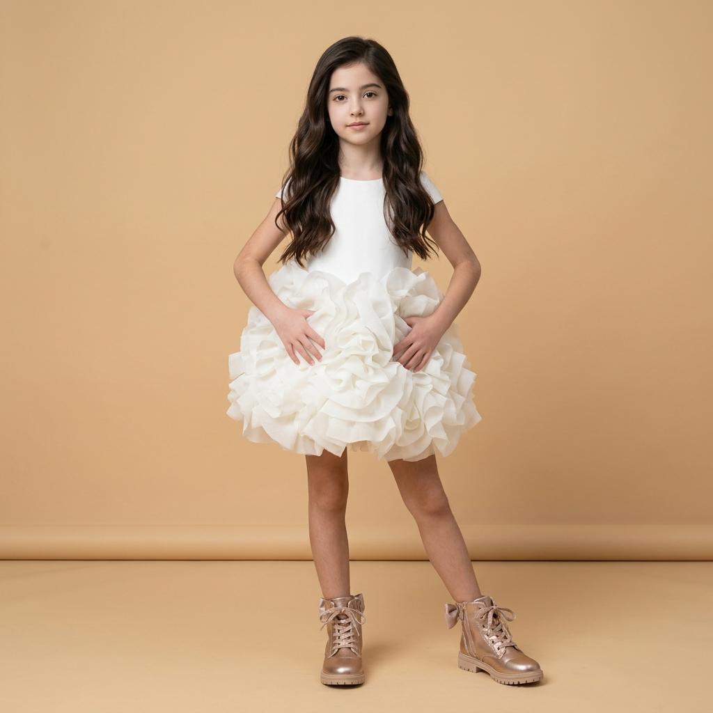 Robe Sharon Organza et velours à petites manches - Cérémonie enfant
