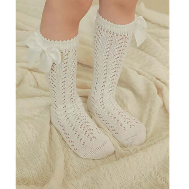 Chaussette hautes Cérémonie pour enfant avec noeud satin