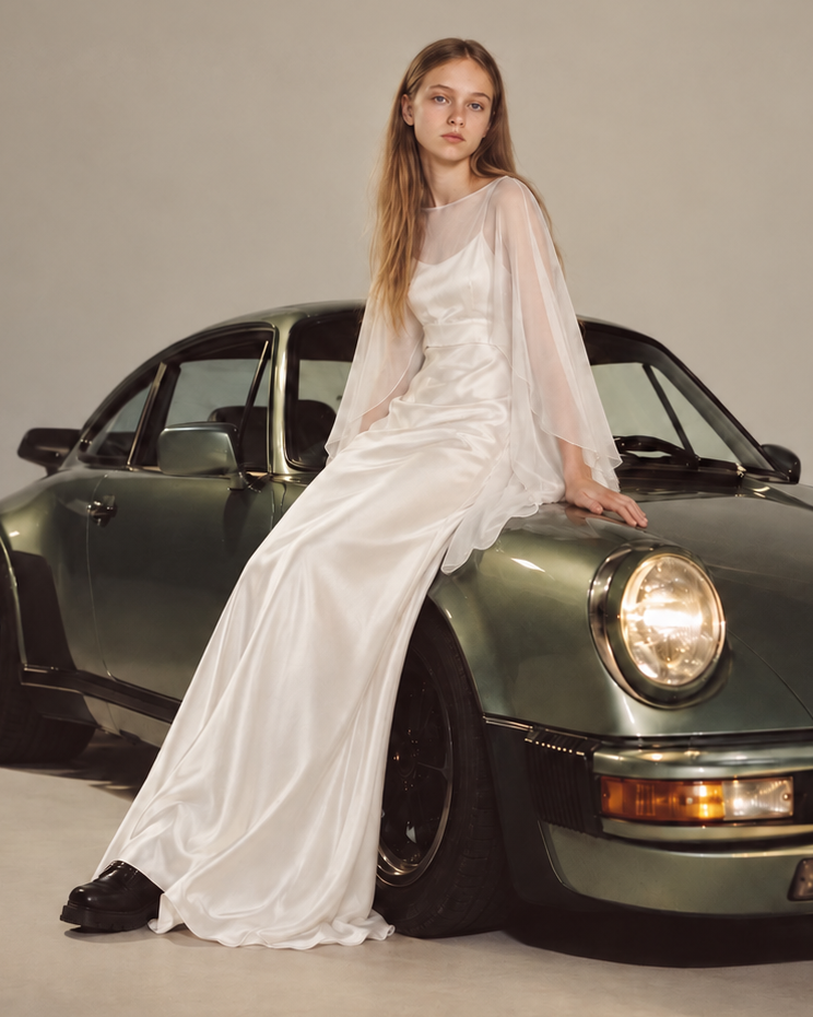 NEW - Robe longue Ava Satin Blanche