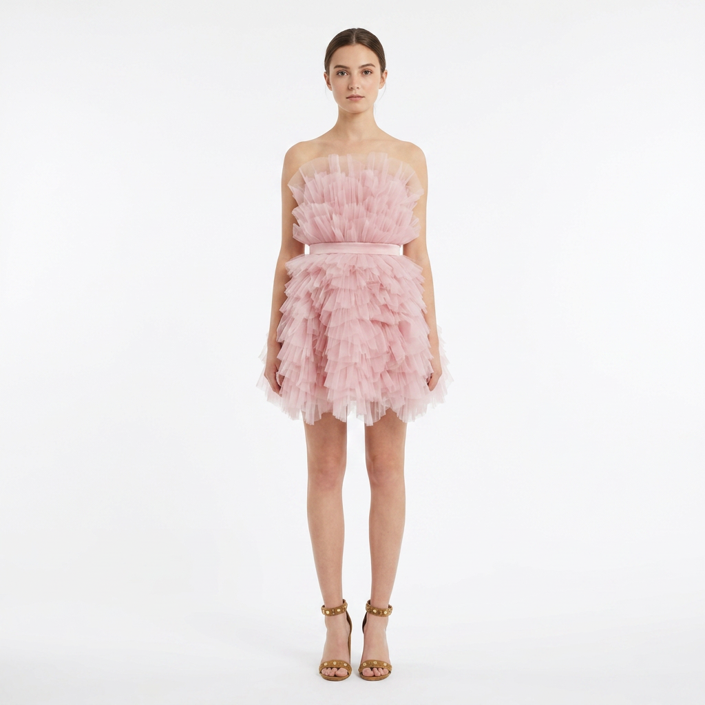 MADE TO ORDER - Robe de Soirée Courte Pétale Rose blush Romane - Cérémonie Ados