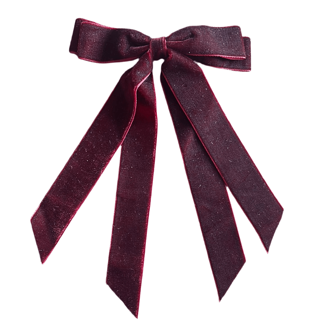 Barrette Noeud ruban velours bordeaux