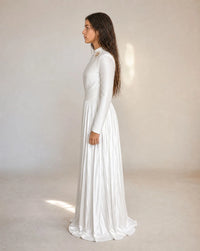 Shirel - Robe de soirée longue Blanc Irisé Argent