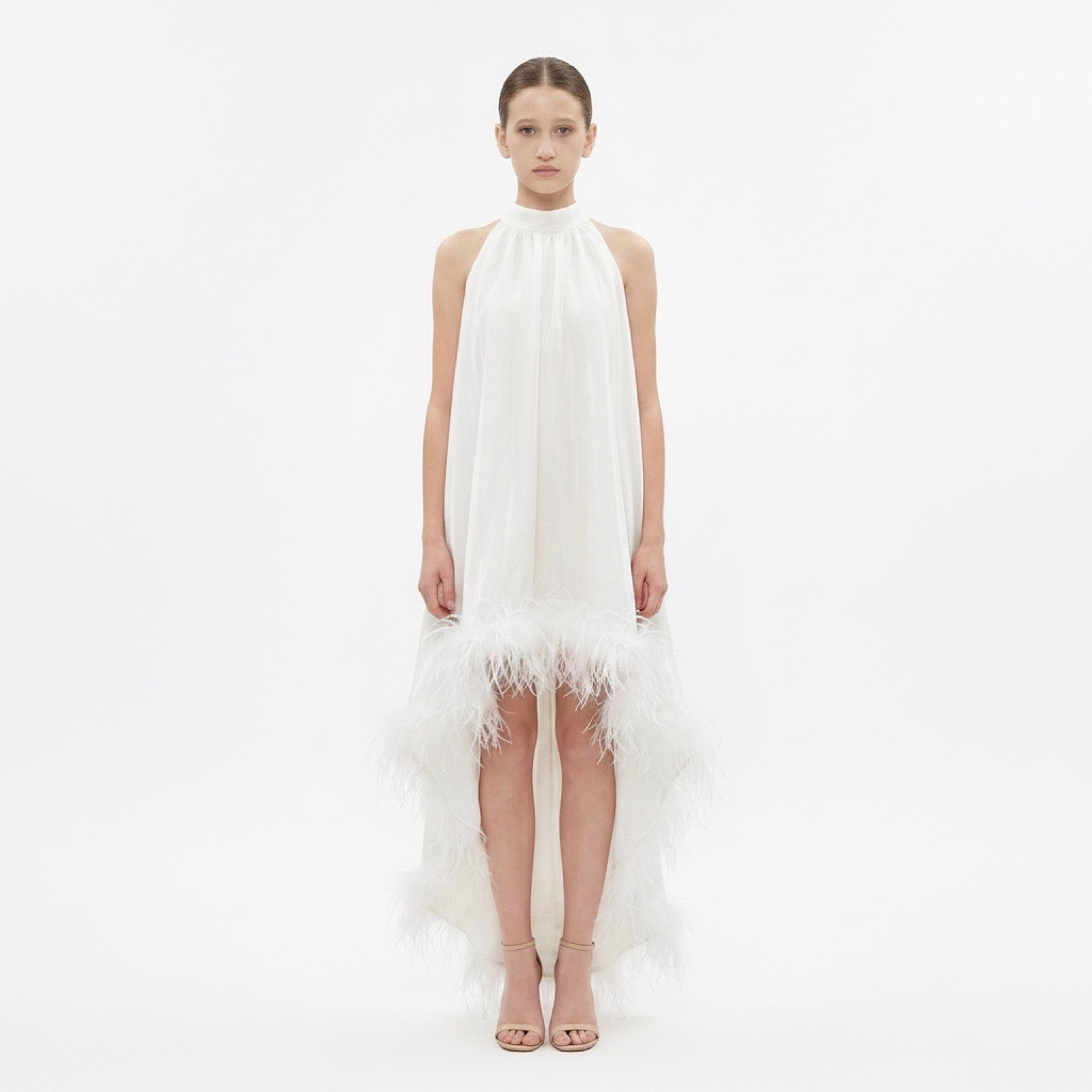 NEW - Robe Ida Blanc irisé et Plume - Cérémonie Ados (livraison septembre 26)