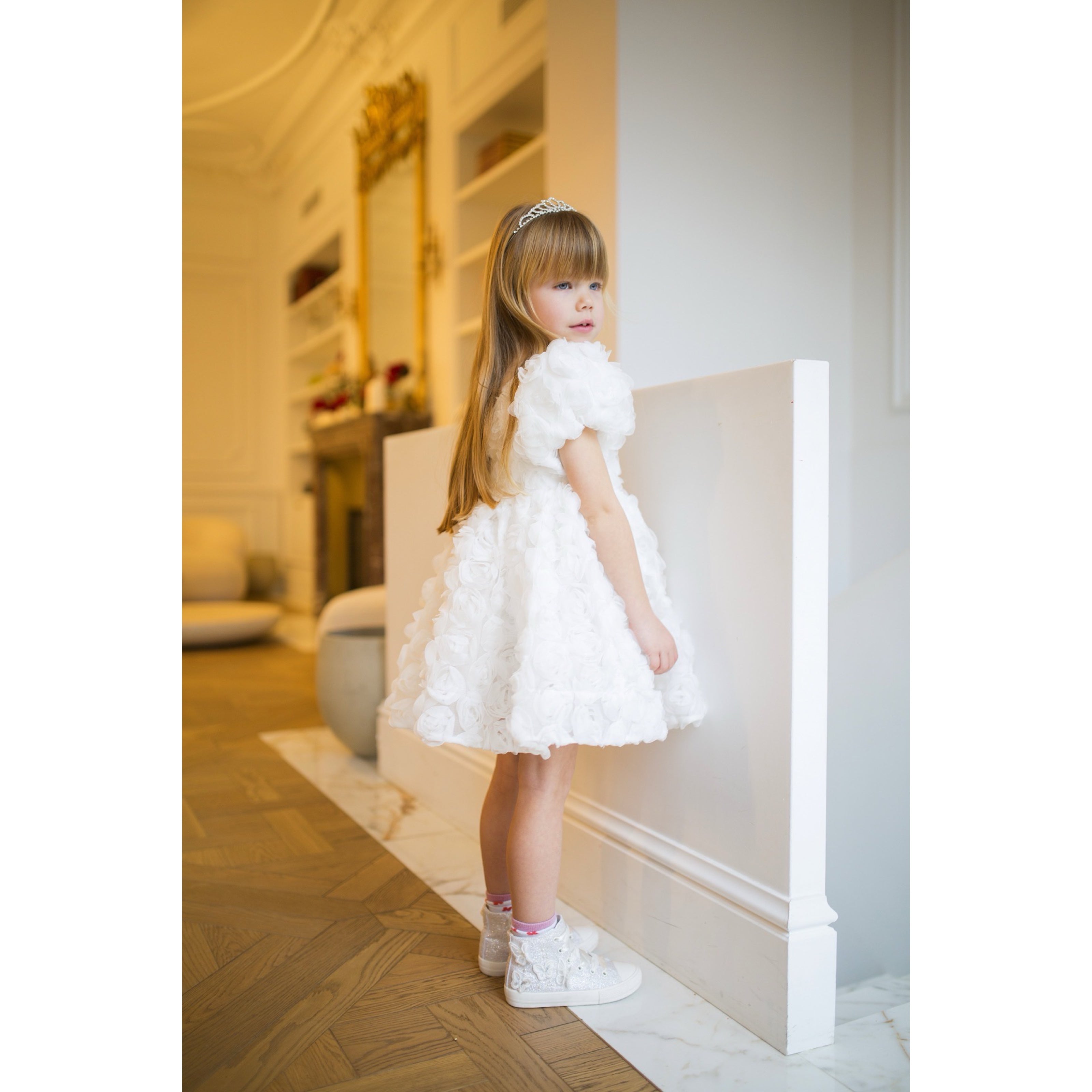 Robe floral manches ballon - Cérémonie enfants