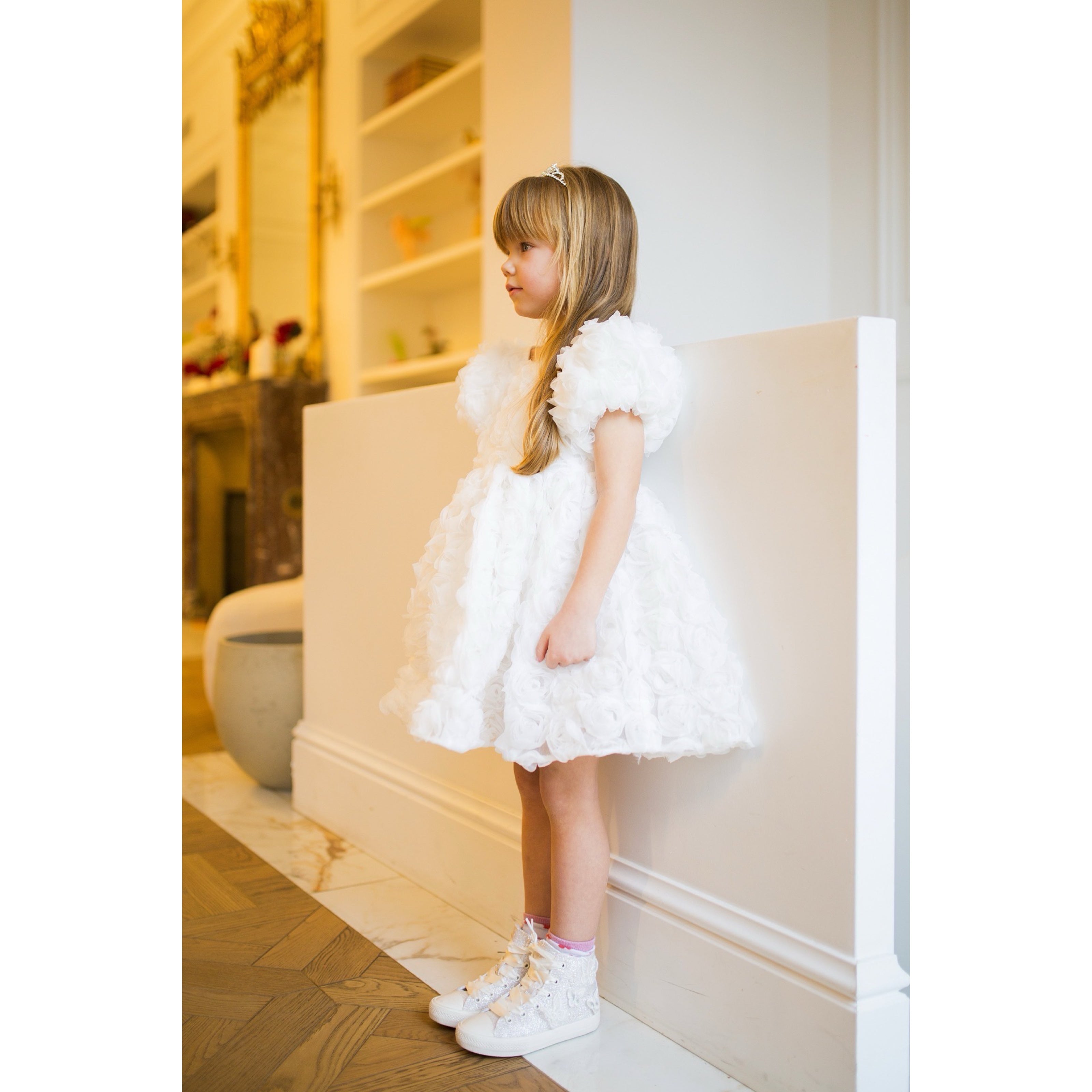 Robe floral manches ballon - Cérémonie enfants