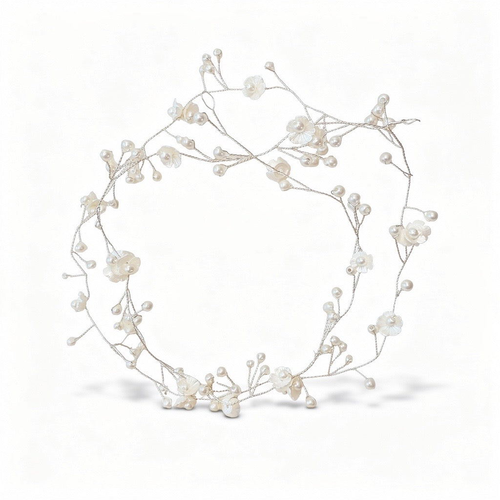 Couronne de fleurs tiare argent