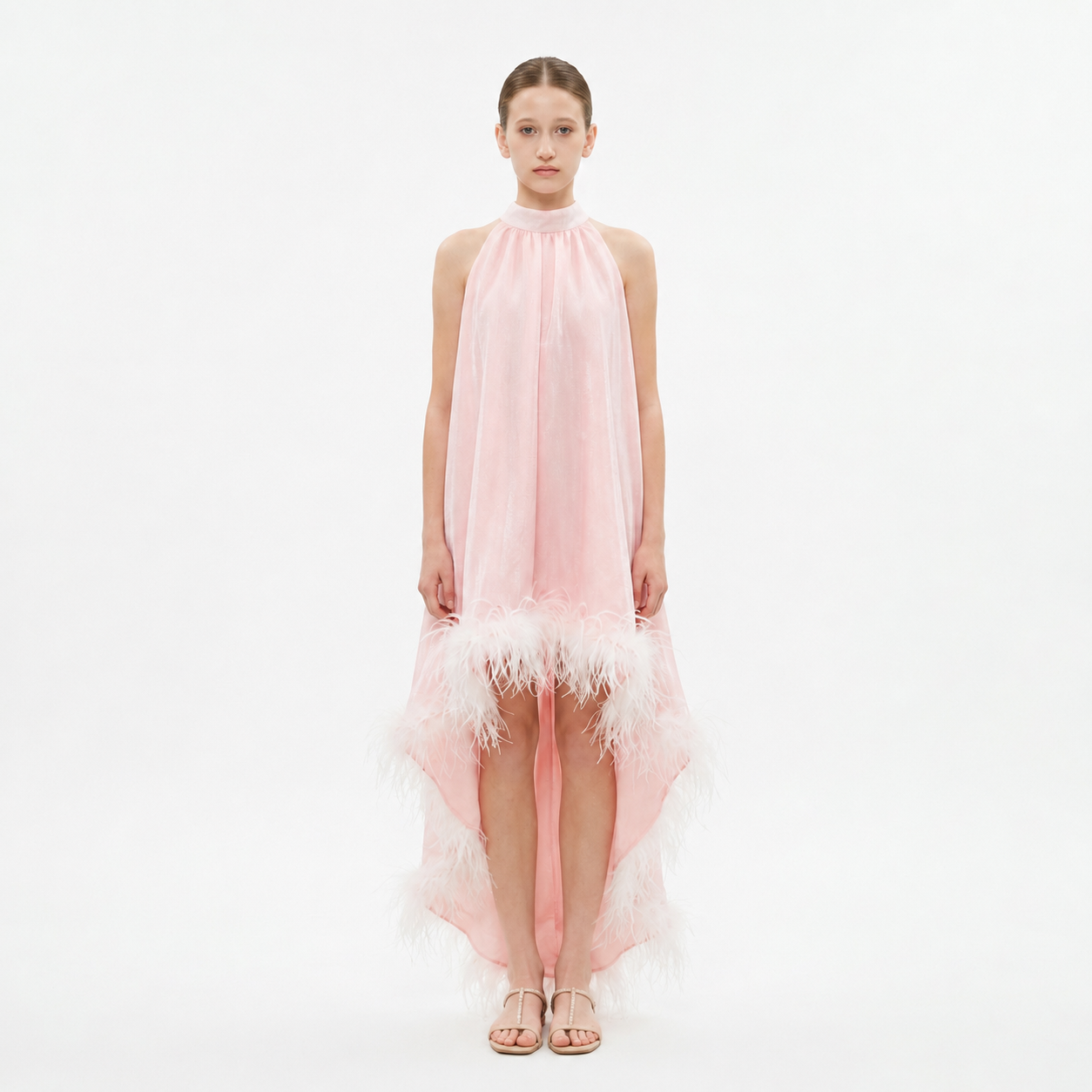 NEW - Robe Ida Rose irisé et Plume - Cérémonie Ados (livraison septembre 26)