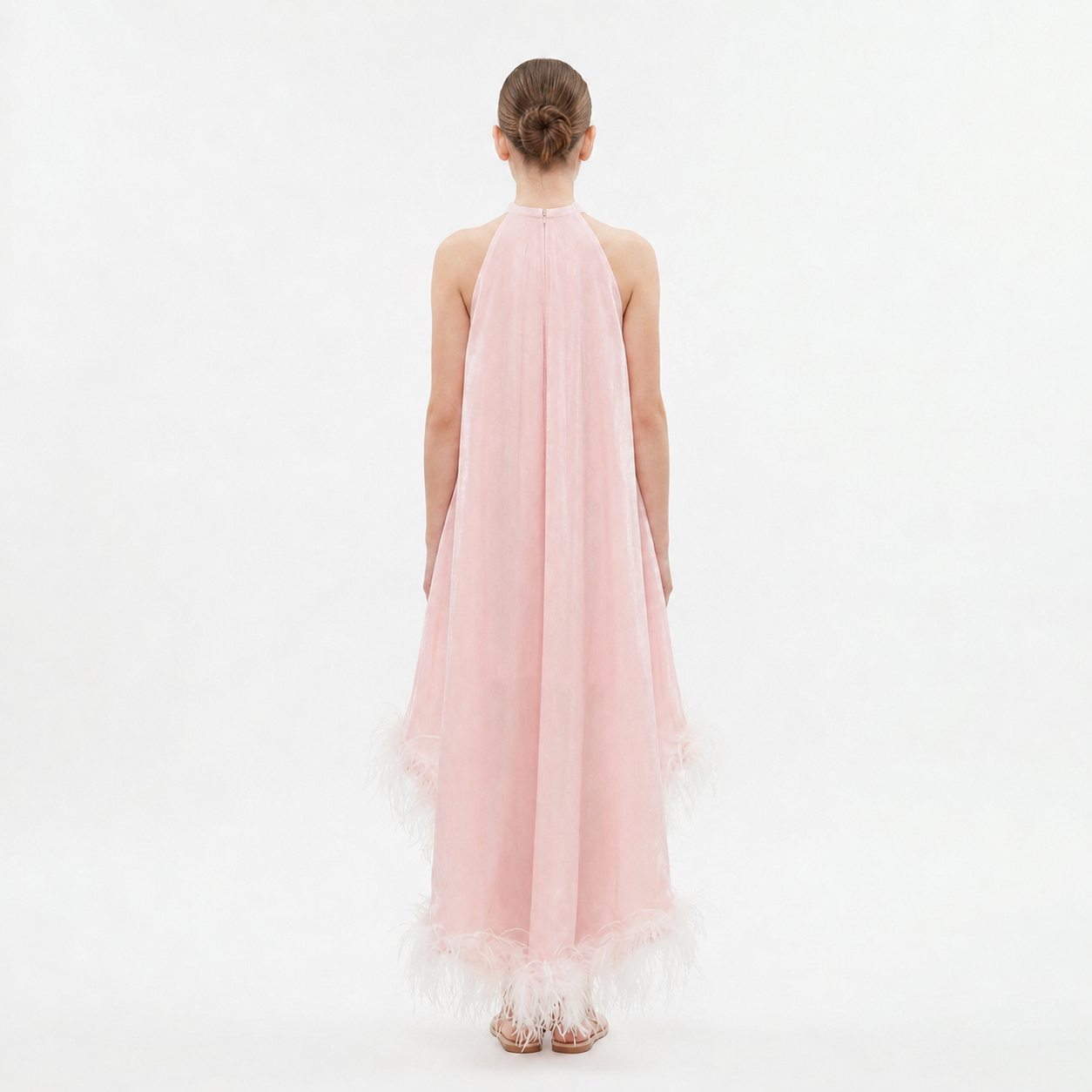 NEW - Robe Ida Rose irisé et Plume - Cérémonie Ados (livraison septembre 26)