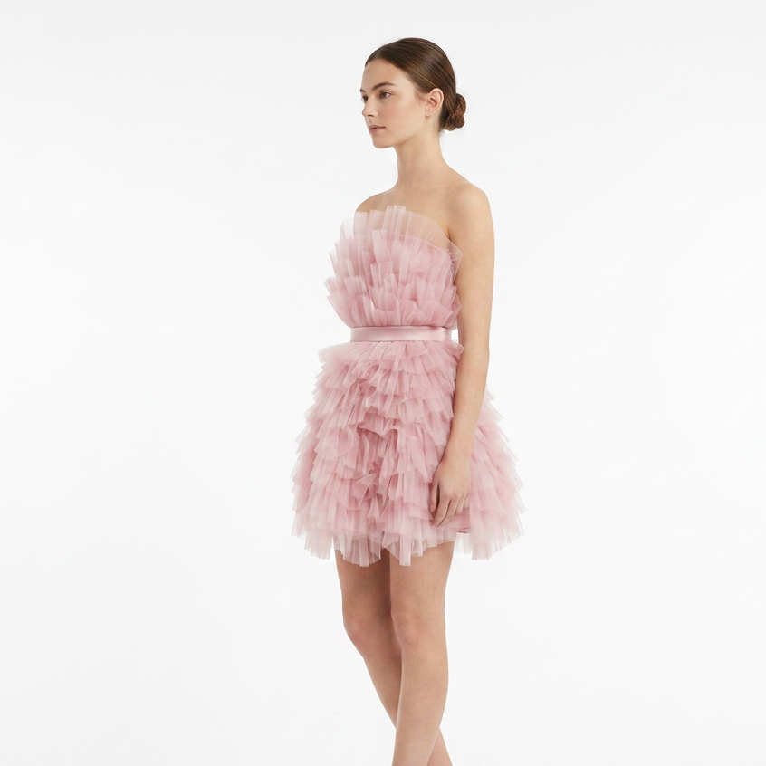 MADE TO ORDER - Robe de Soirée Courte Pétale Rose blush Romane - Cérémonie Ados