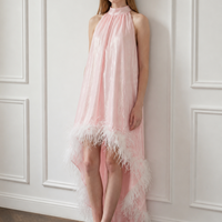 NEW - Robe Ida Rose irisé et Plume - Cérémonie Ados (livraison septembre 26)