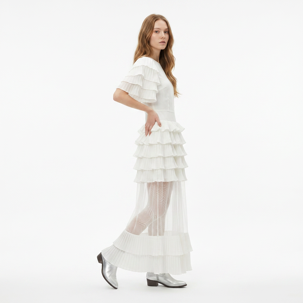 Robe Gabriella Mousseline Ivoire