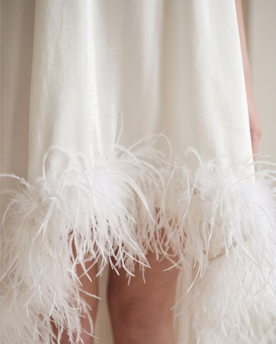 Robe Ida Blanc irisé et Plume - Cérémonie ados