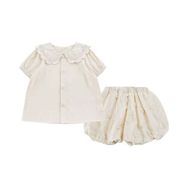 Ensemble short bouffant et blouse cérémonie ivoire