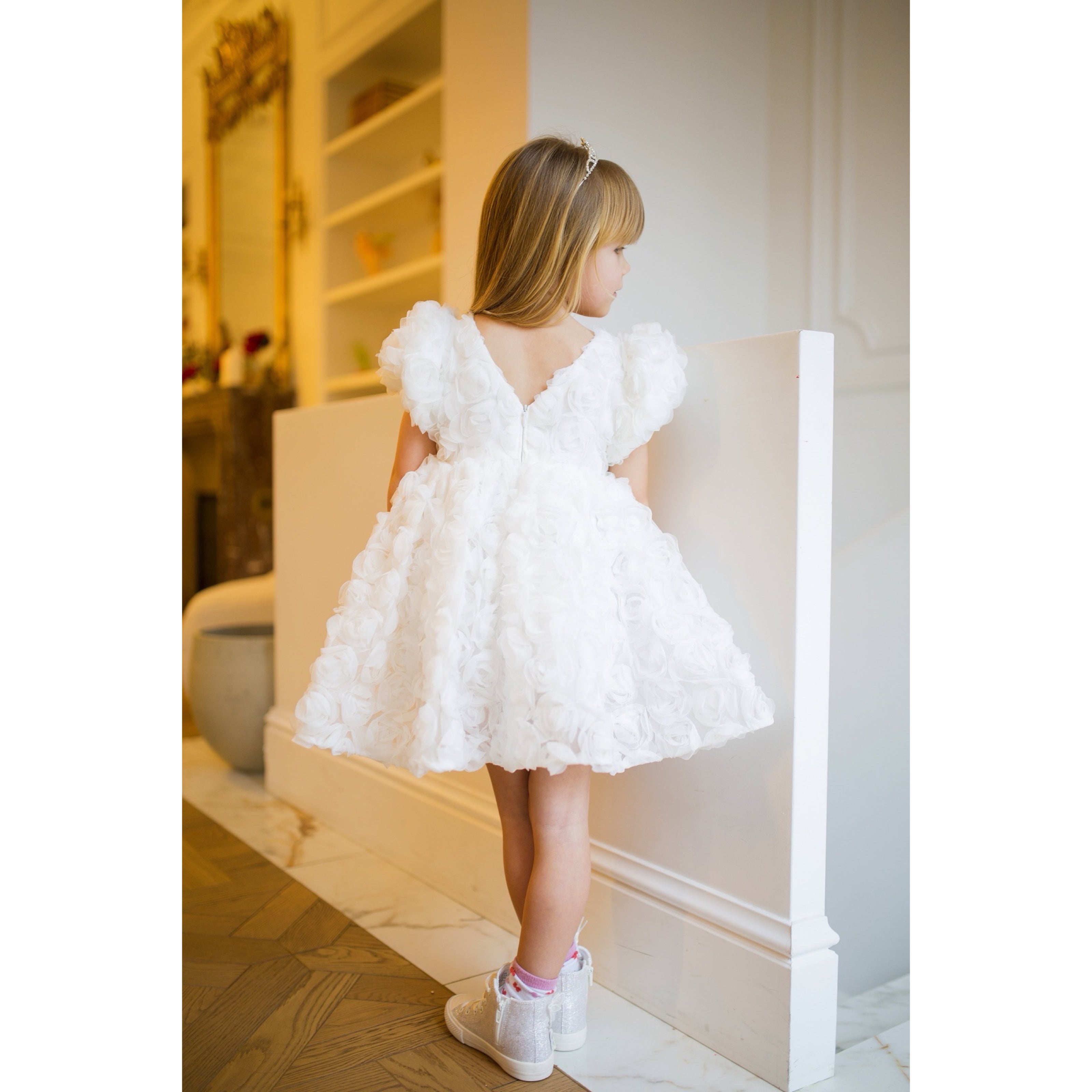 Robe floral manches ballon - Cérémonie enfants