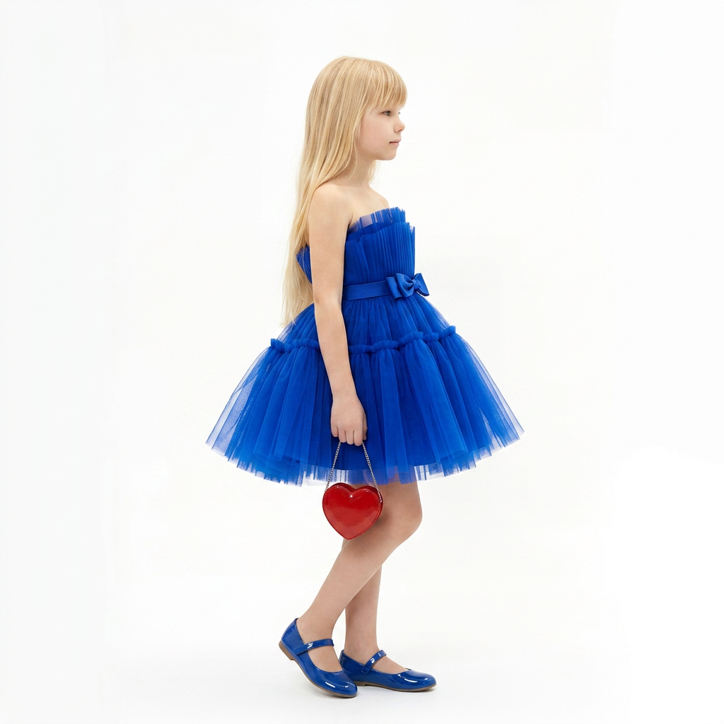 Valentina (sur commande) - Robe Bustier King Blue - Cérémonie Enfant