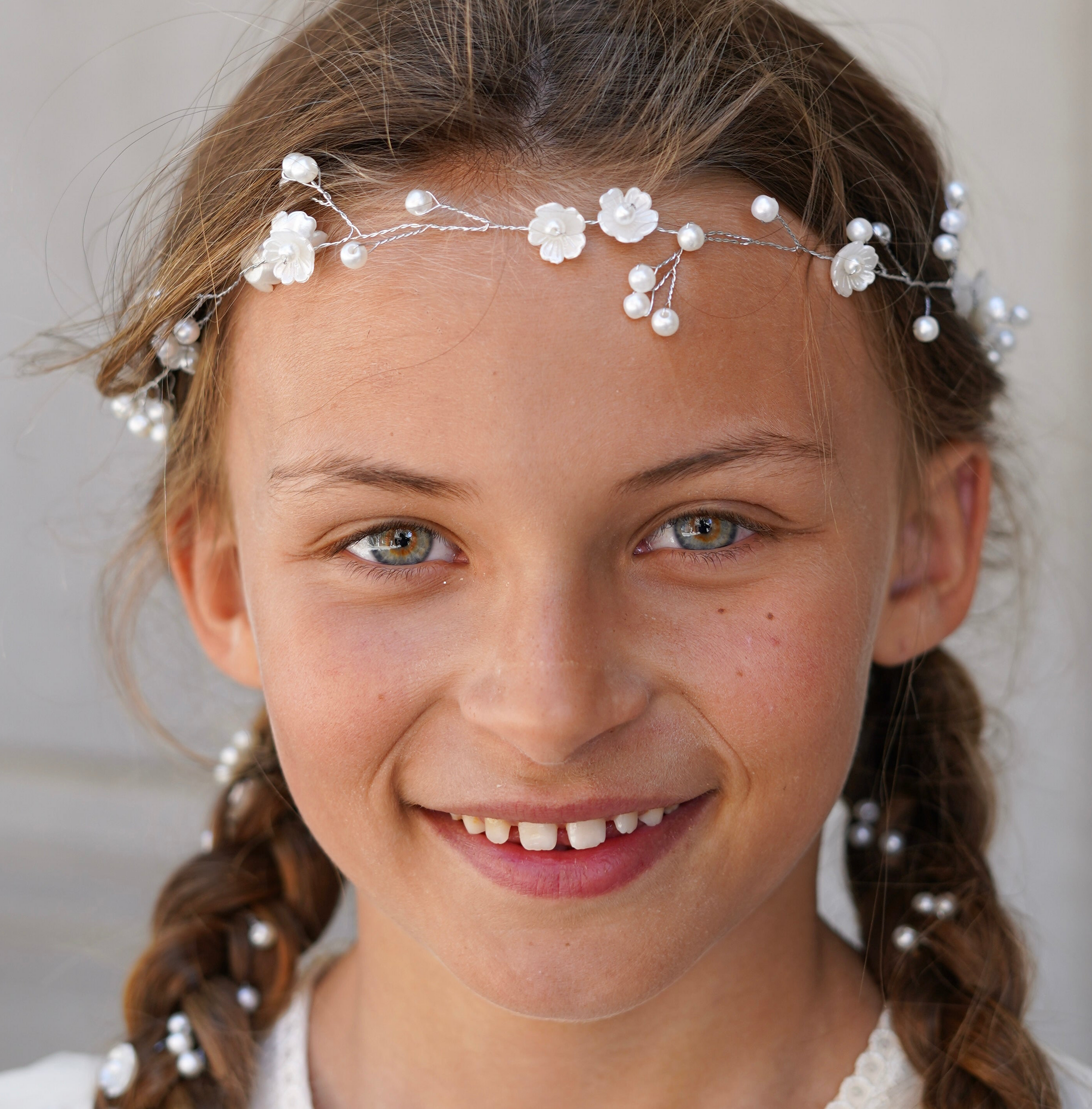Couronne de fleurs tiare argent