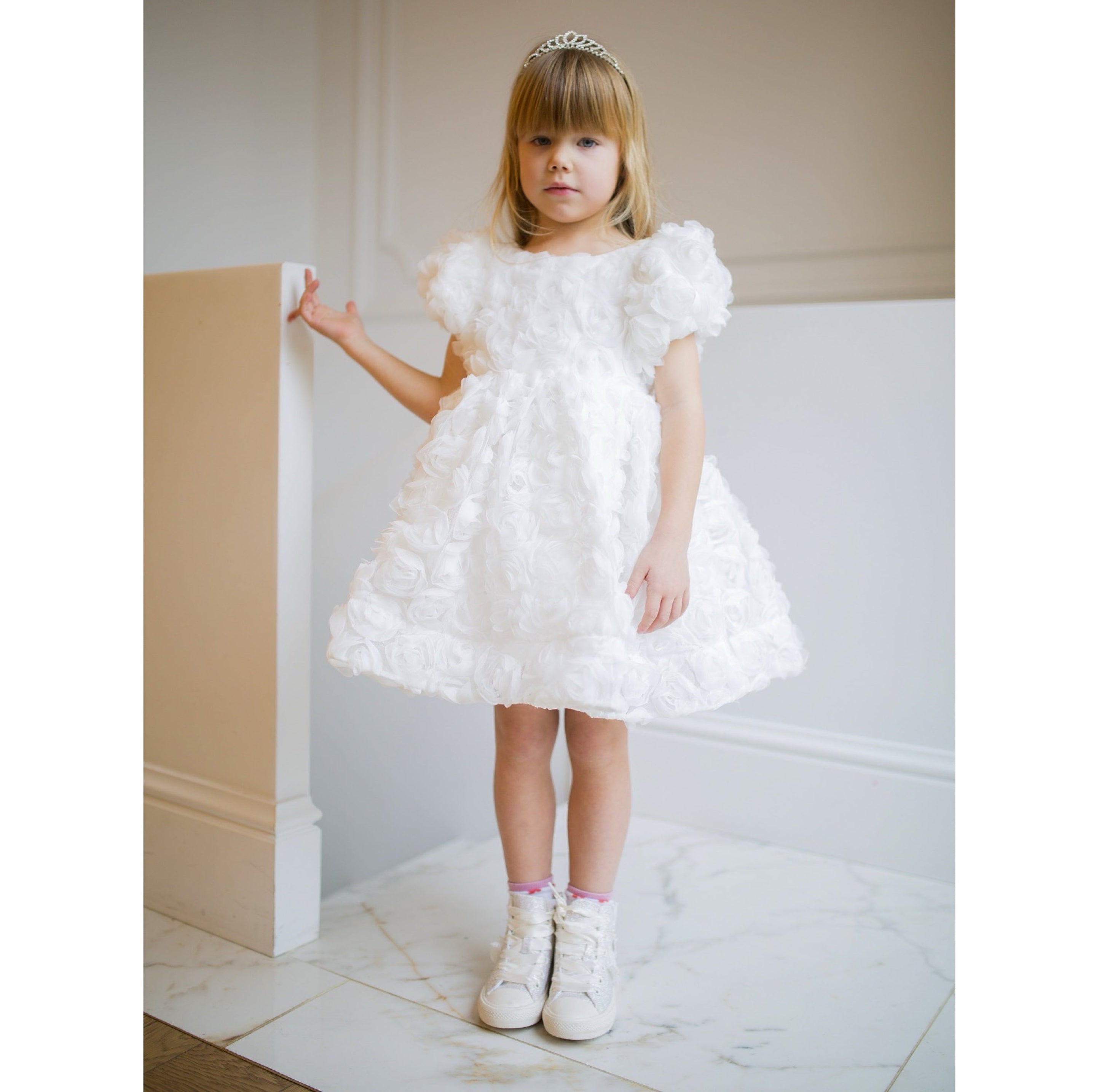 Robe floral manches ballon - Cérémonie enfants