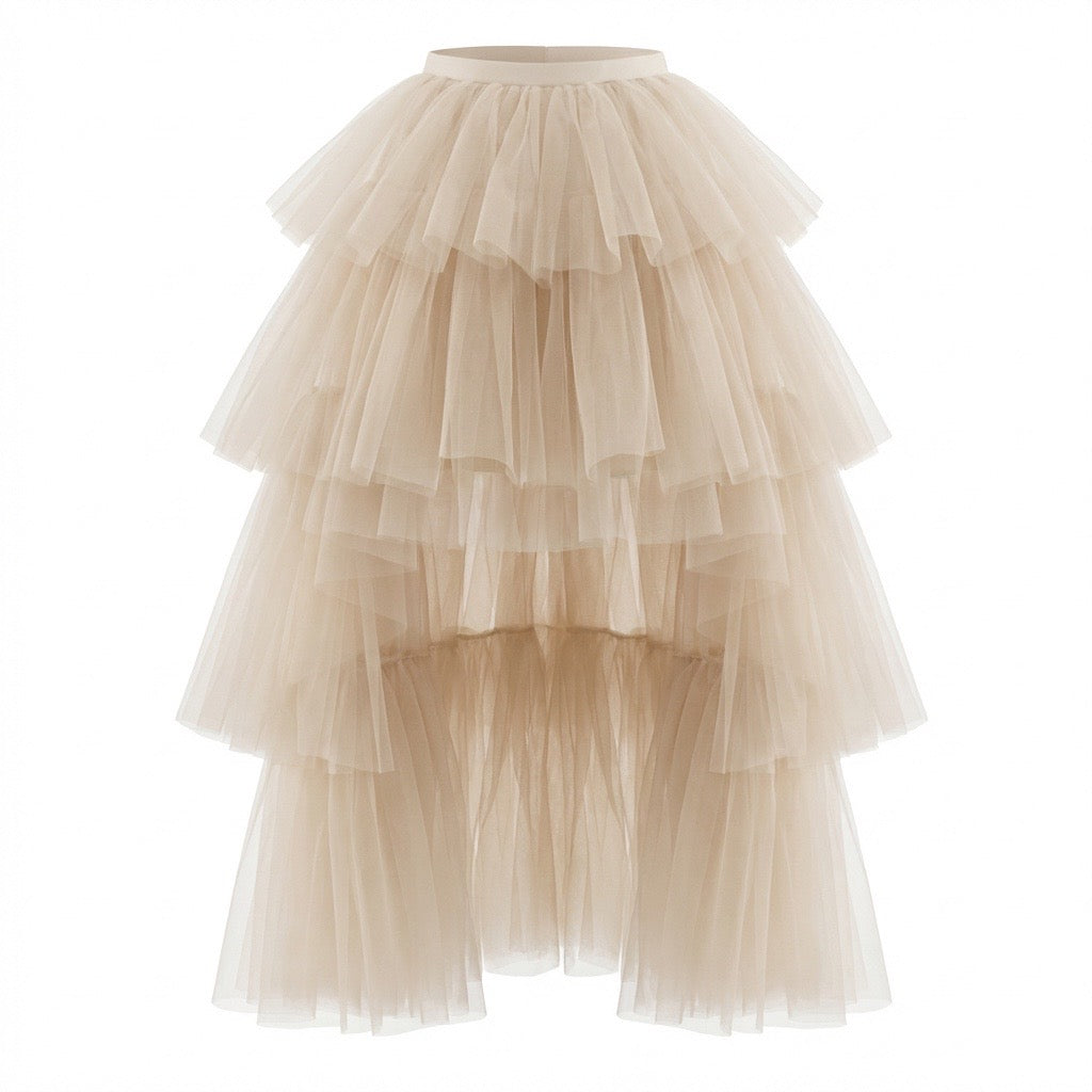 Ensemble Ivana Nude Top Bord Strass et Jupe Asymétrique