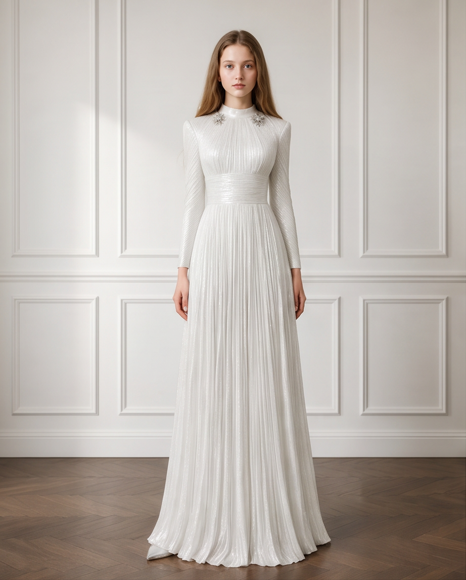NEW - Robe Shirel Blanc Irisé Argent - Cérémonie Ados (livraison septembre 26)