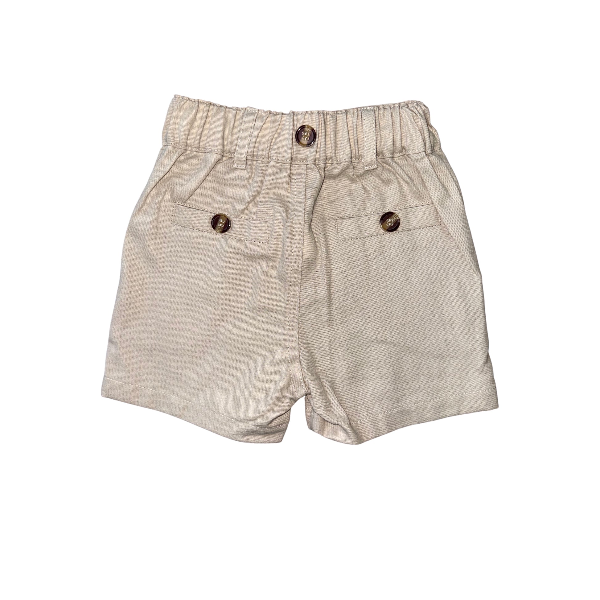 ensemble garçon chemise rayé bleu et blanc noeud pap et short beige