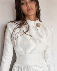 Shirel - Robe de soirée longue Blanc Irisé Argent