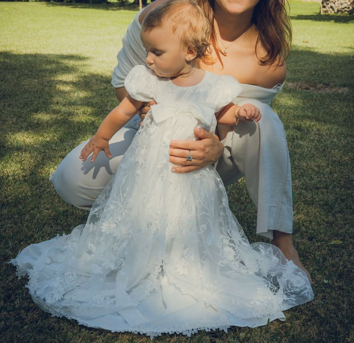Robe longue Blanche de Baptême Nina - Cérémonie Bébé
