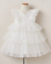 Robe Tulle et Plume Ivoire - Cérémonie Enfant