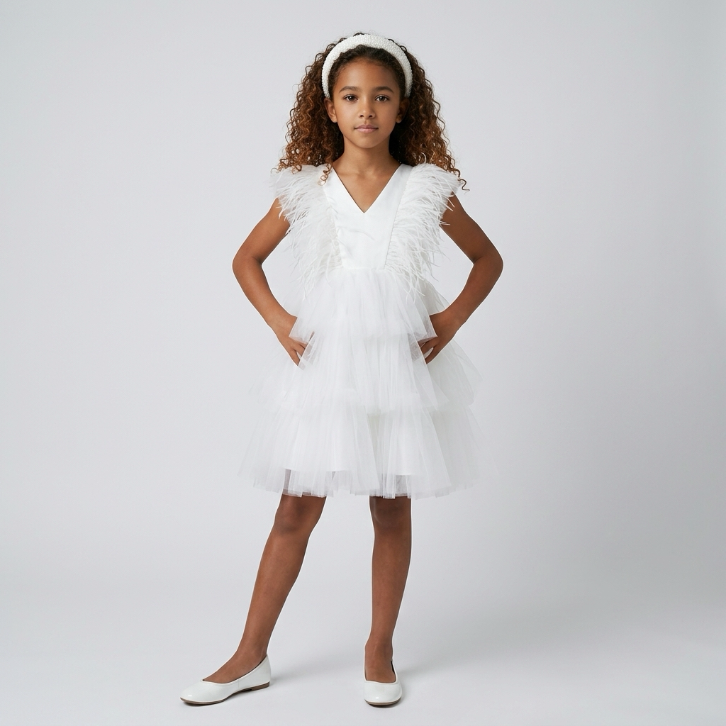 Robe Tulle et Plume Ivoire