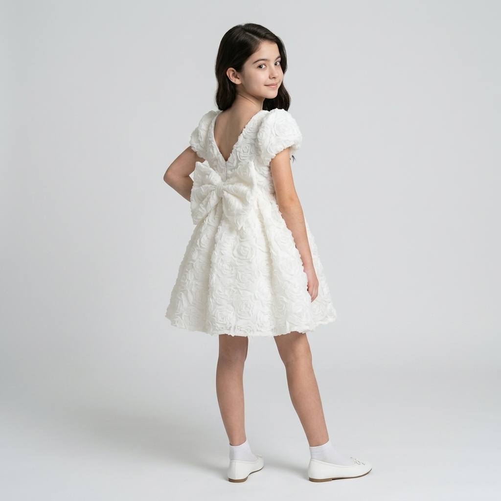 Robe floral manches ballon - Cérémonie enfants