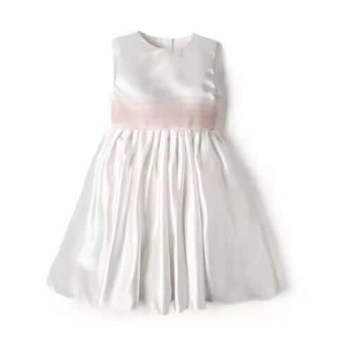 Robe de cortège satin ivory et gros noeud rose blush