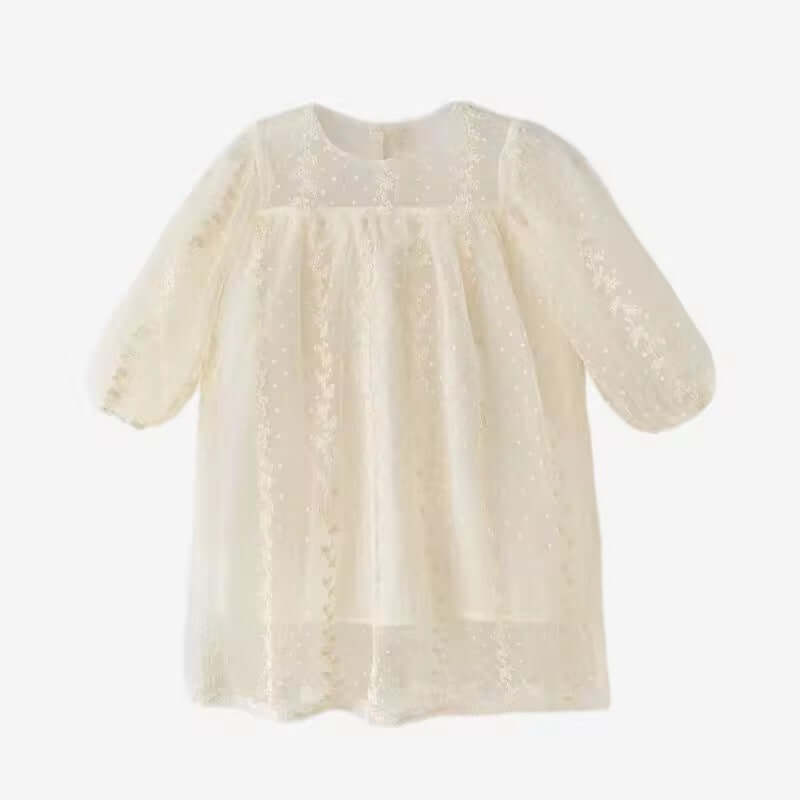 Robe bohème dentelle de cérémonie crème manches longues