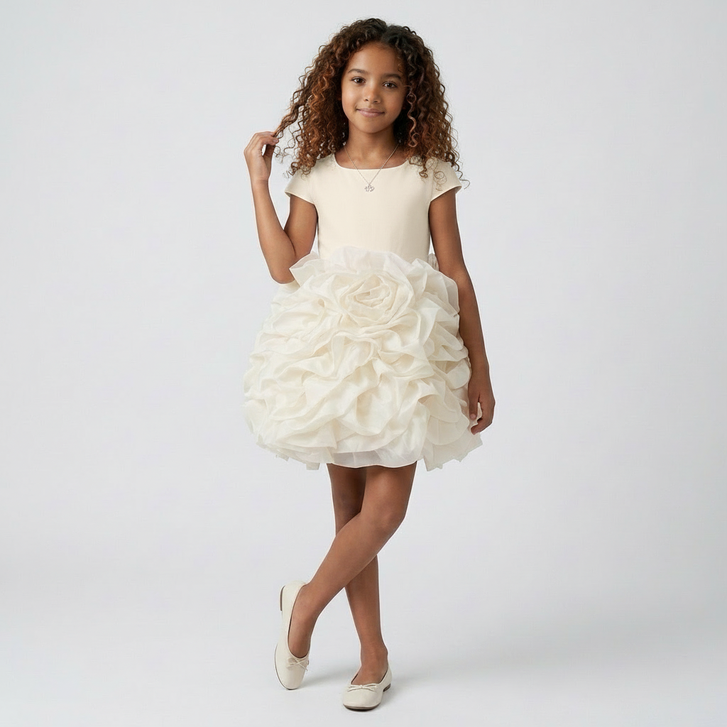 Robe Sharon Organza et velours à petites manches - Cérémonie enfant