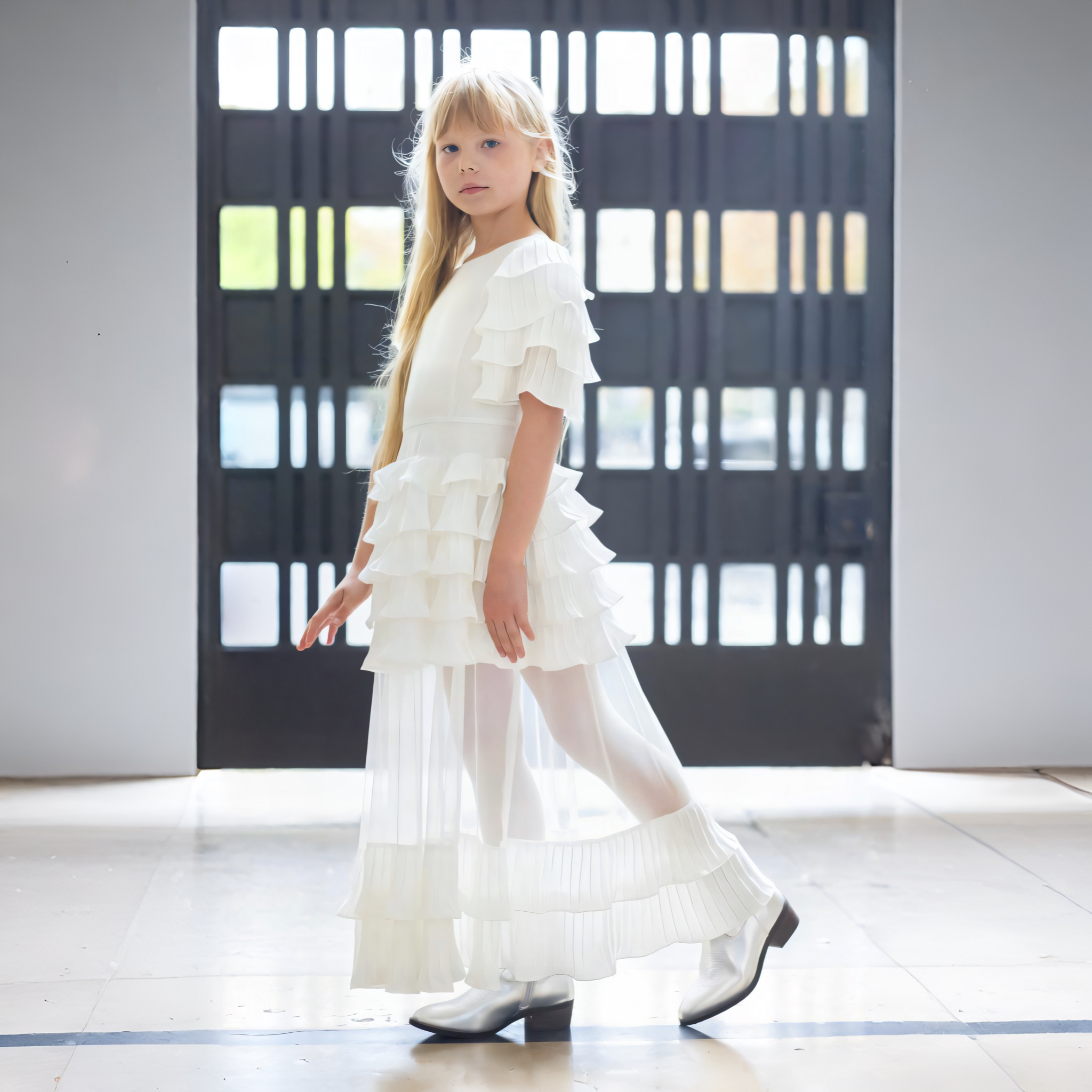 Robe Gabriella Mousseline Ivoire