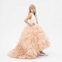 MADE TO ORDER - Robe Clara longue avec fleurs 3D en tulle - Cérémonie Enfant