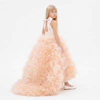 MADE TO ORDER - Robe Clara longue avec fleurs 3D en tulle - Cérémonie Enfant