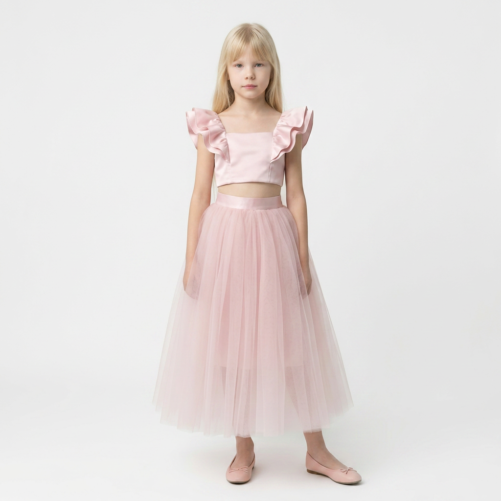 Ensemble Nesrine Tulle et Satin Rose
