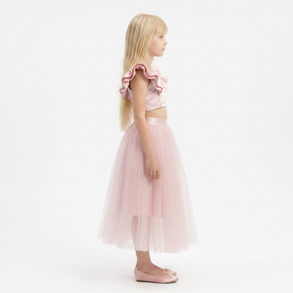NEW - Ensemble Nesrine Tulle et Satin Rose - Cérémonie Enfant (livraison octobre 2026)