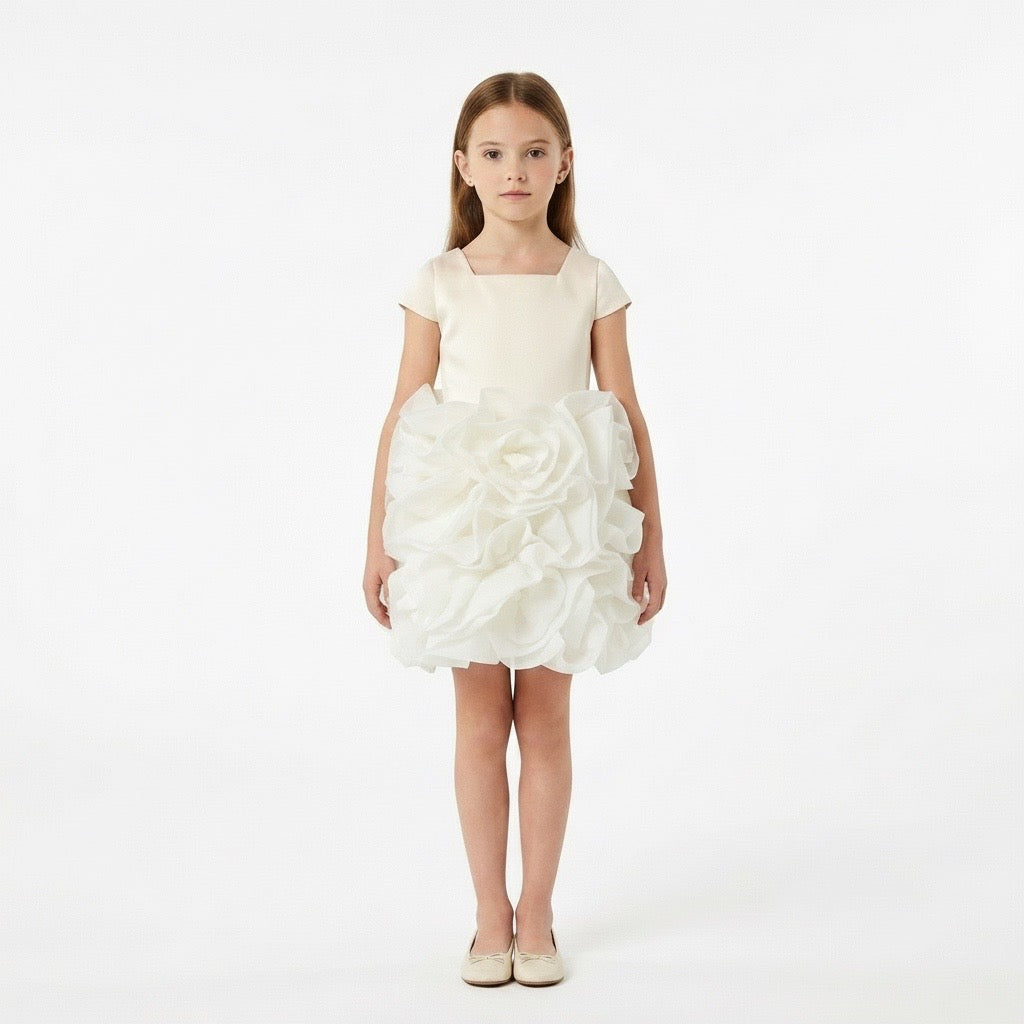 Robe Sharon Organza et velours crème - Cérémonie Enfant